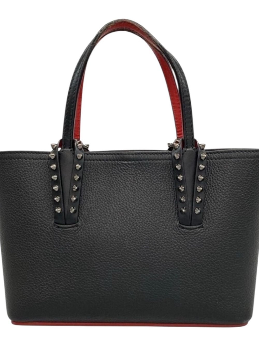 Christian Louboutin Authenticated Black Mini Cabata Leather Stud Tote w Wristlet